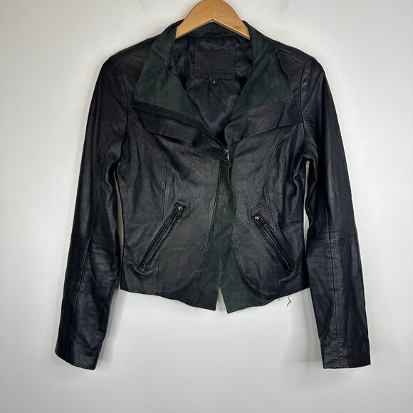 Bod & Christensen  Leather Jacket  Black Full Zip Soft Leather  Size Small - Picture 1 of 4